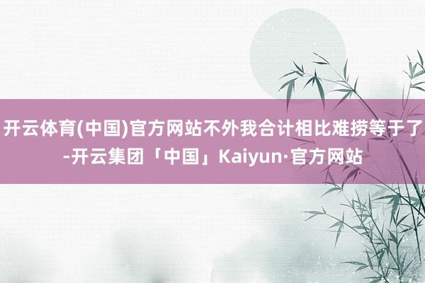 开云体育(中国)官方网站不外我合计相比难捞等于了-开云集团「中国」Kaiyun·官方网站