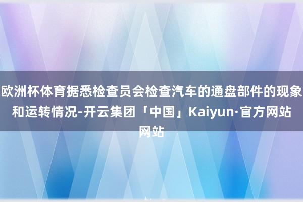 欧洲杯体育据悉检查员会检查汽车的通盘部件的现象和运转情况-开云集团「中国」Kaiyun·官方网站