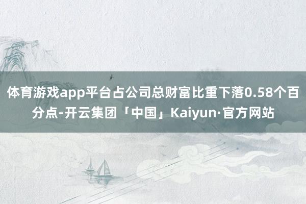 体育游戏app平台占公司总财富比重下落0.58个百分点-开云集团「中国」Kaiyun·官方网站