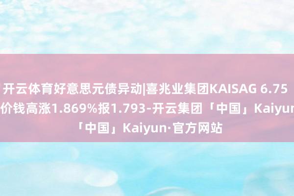 开云体育好意思元债异动|喜兆业集团KAISAG 6.75 12/28/30价钱高涨1.869%报1.793-开云集团「中国」Kaiyun·官方网站