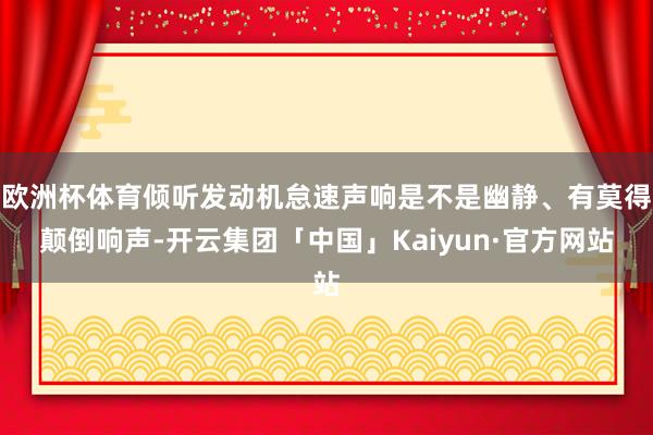 欧洲杯体育倾听发动机怠速声响是不是幽静、有莫得颠倒响声-开云集团「中国」Kaiyun·官方网站