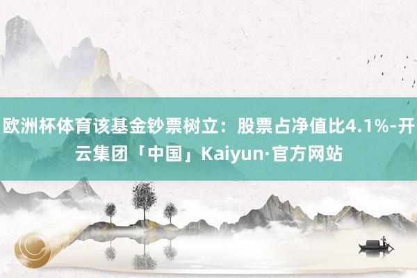 欧洲杯体育该基金钞票树立：股票占净值比4.1%-开云集团「中国」Kaiyun·官方网站
